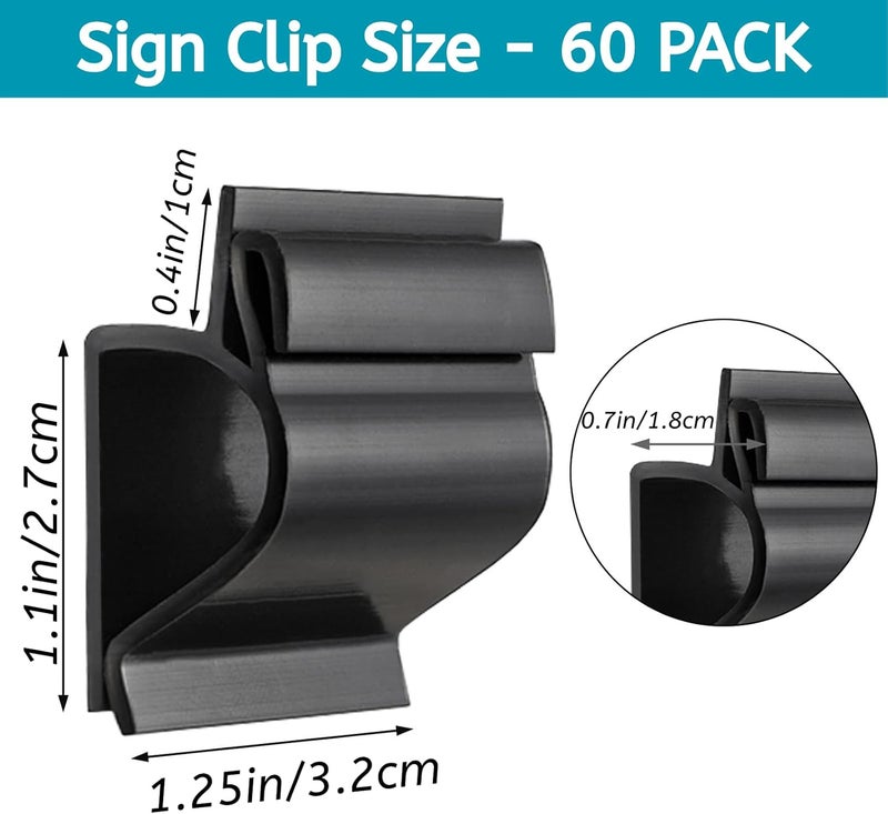 Youeon 60 Pcs Black Plastic Sign Clips with Dual-Sided Sign Grips, Small Reusable Price Tags Holder Food Lable Clips for Retail, Merchandise Display, Buffet, Bakery - Image 2